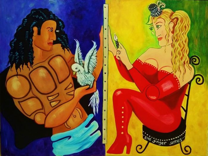 Artist and Her Model with Pigeon