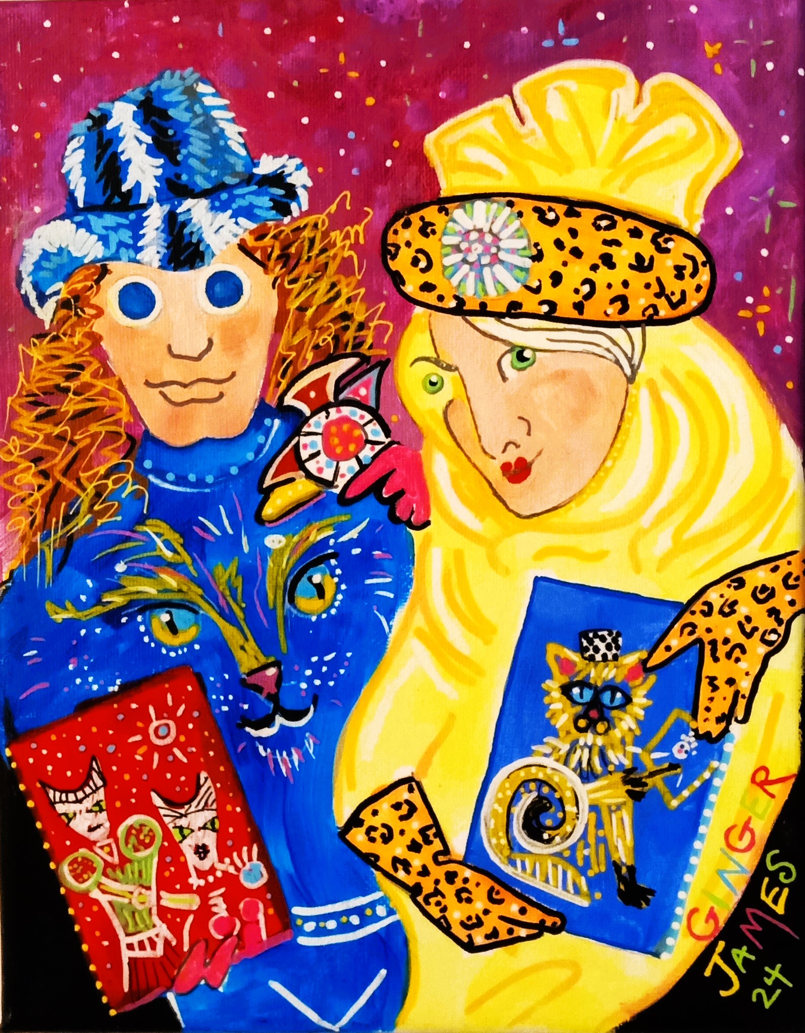 AA Zaza + with Four Cool Cats 8″ x 10″ Print Ginger James Studios